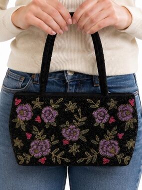 Vintage New Coast Handbags Beaded Floral Purse